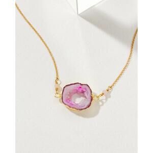 Luna Norte Earthly Geode Necklace- Agate Pink Tone